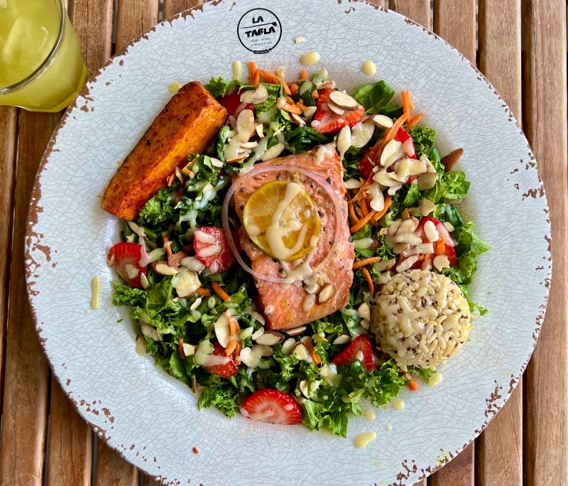 Wild Alaskan Sockeye Salmon with Kale salad