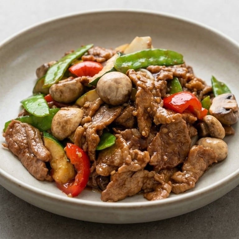 B6. 蘑菇牛 Beef w. Fresh Mushrooms