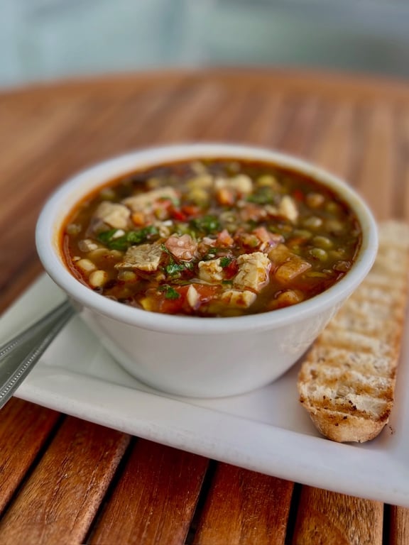 Organic chickpea  miso  soup with tempeh