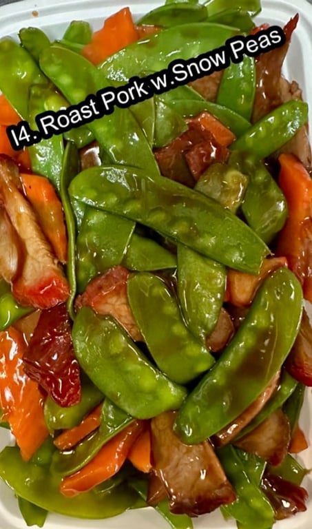 I4. 雪豆叉烧 Roast Pork w. Snow Peas