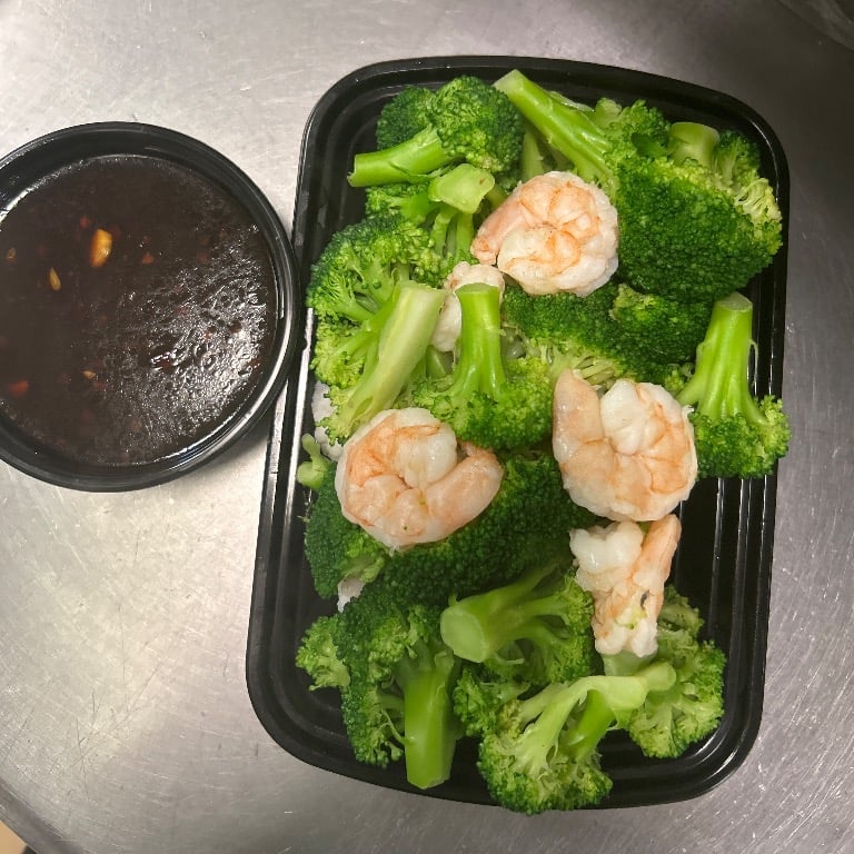 水煮芥兰虾<br>D 7. Steamed Shrimp w. Broccoli
