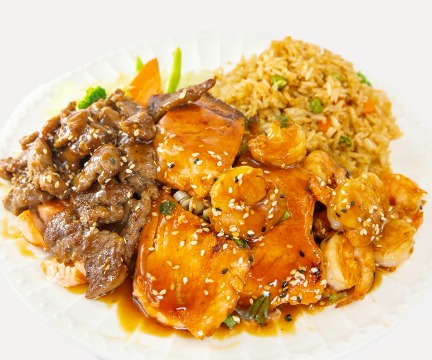 Beef, Shrimp & Salmon Teriyaki Combo