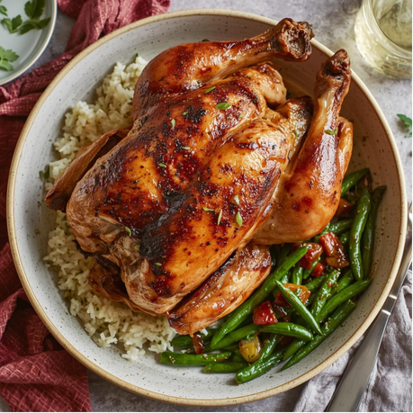 Roasted Spatchcock Chicken Valentine’s Feast