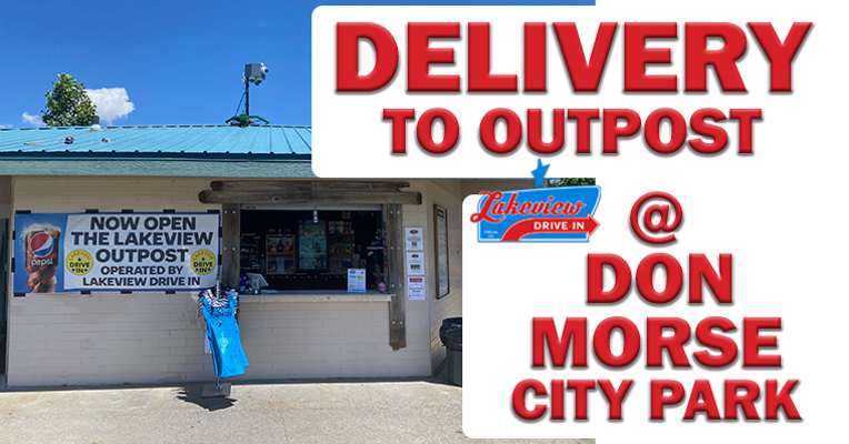 Logo of Delivery To Lakeview Outpost Drop Zone concession stand at Don Morse City Park - Glitchy