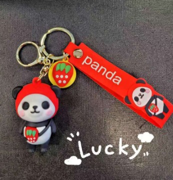 Red Color Strawberry Panda Key Chain