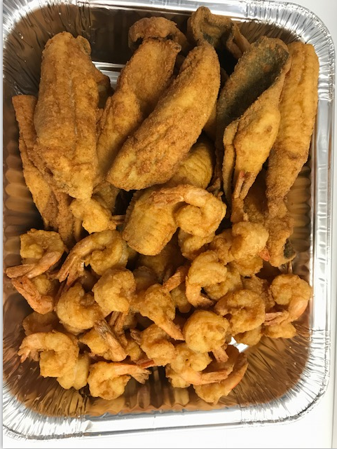 P11. Fried Fillet Fish (2 lbs) with 50 Medium Fried Shrimps