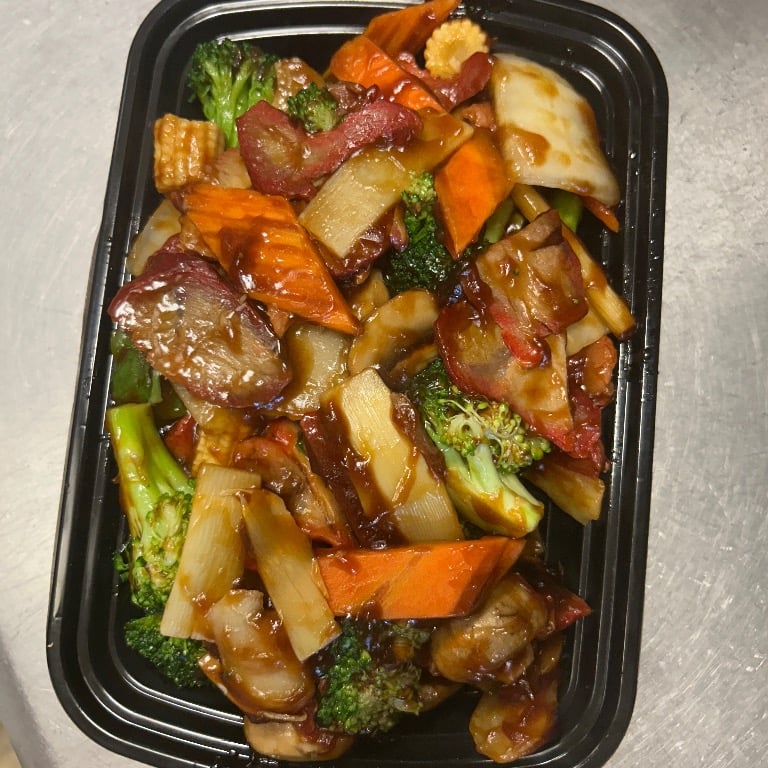 什菜叉烧<br>73. Roast Pork w. Mixed Vegetables