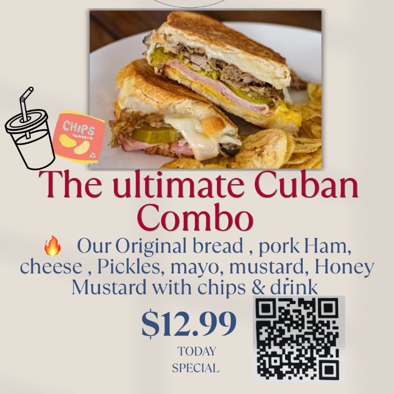 TODAY’S SPECIAL: Original Cuban Sandwich + Chips + Drink