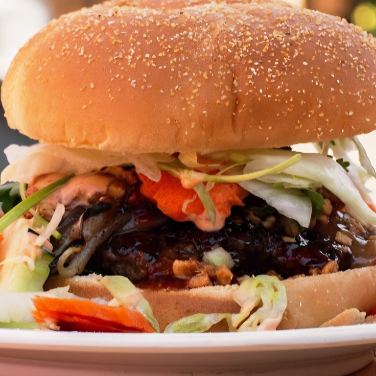 Thai Peanut Sauce Burger with Fries