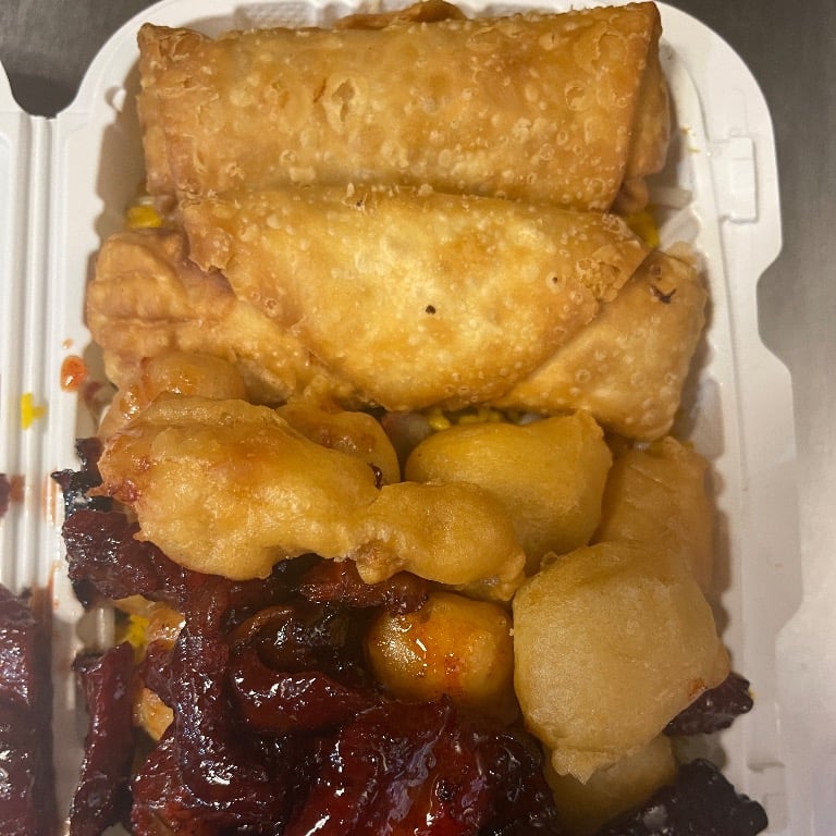 12. Fried Chicken Fingers (2), Boneless Spare Ribs (2) & Egg Rolls (2)