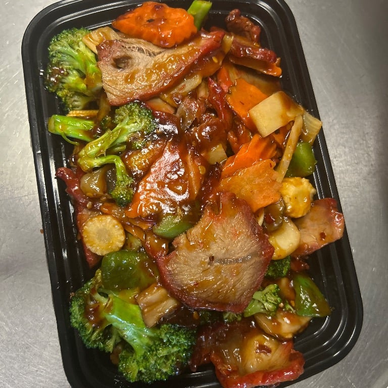 鱼香叉烧<br>77. Roast Pork w. Garlic Sauce