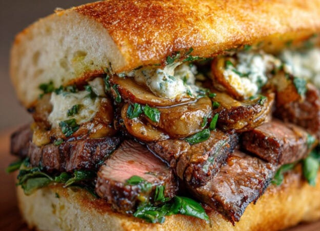 Garlic Bread Ribeye Steak Sandwich