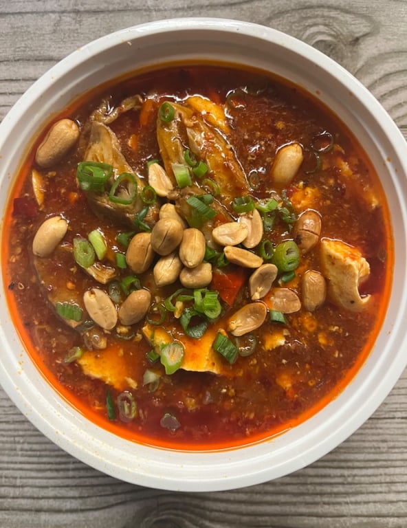 豆花肥肠   Spicy pig intestines in Chili Oil with Tofu and dry Bean