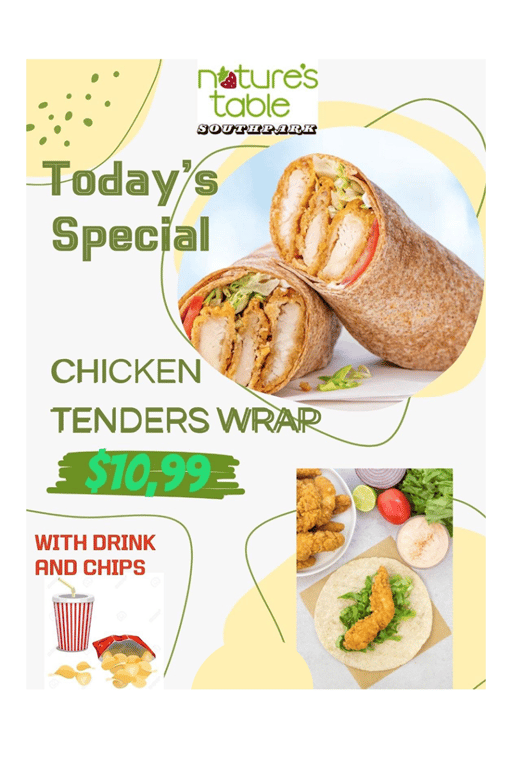 TODAY’S SPECIAL: Chicken Tender Wraps + Chips + Drink