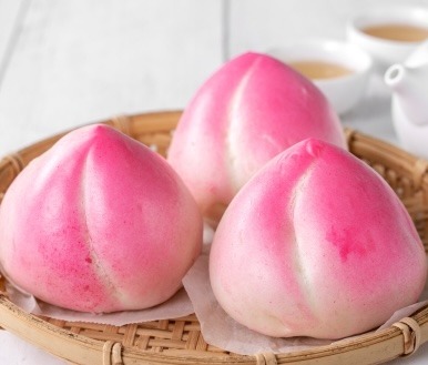 Peach-Shaped Steamed Red Bean Bao (3)
