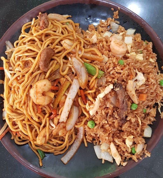 R07. Half Combination Lo Mein & Half Combination Fried Rice