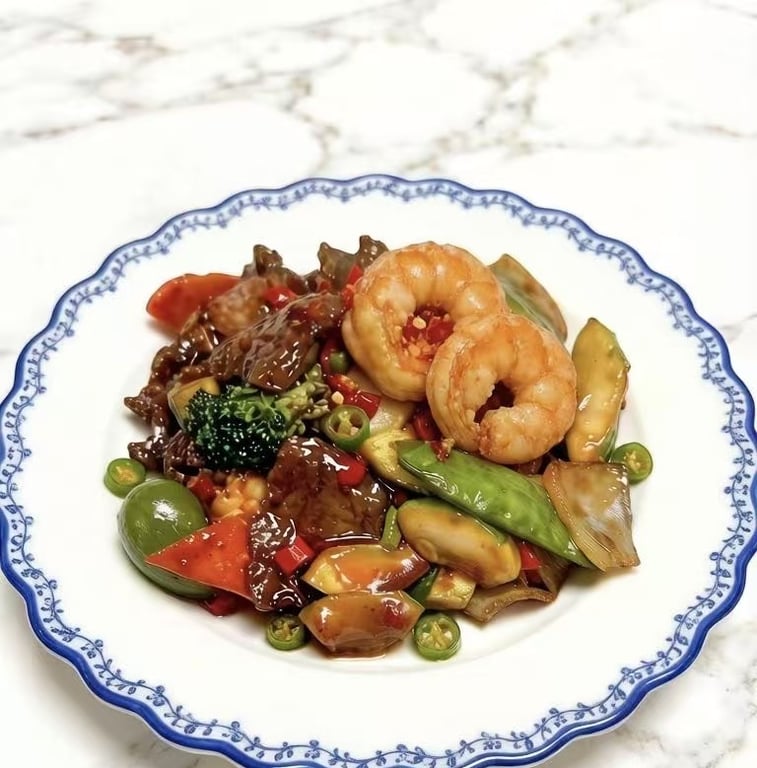 S4. Hunan Shrimp and Beef