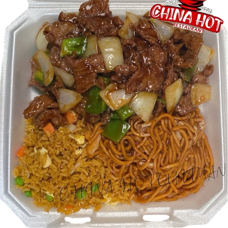 Big Plate Special Pepper Steak + Lo Mein + Fried Rice