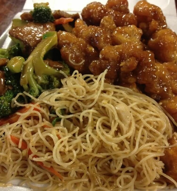 Beef with Broccoli, Sesame Chicken, and Singapore Noodles
King Wok - Denver