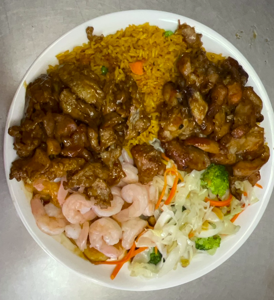 G. Chicken w. Beef & Shrimp Teriyaki
