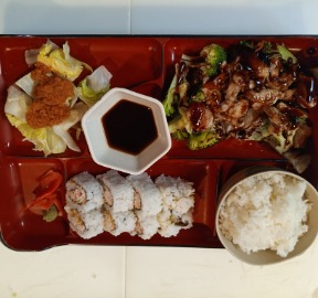Chicken Teriyaki and Sushi Roll