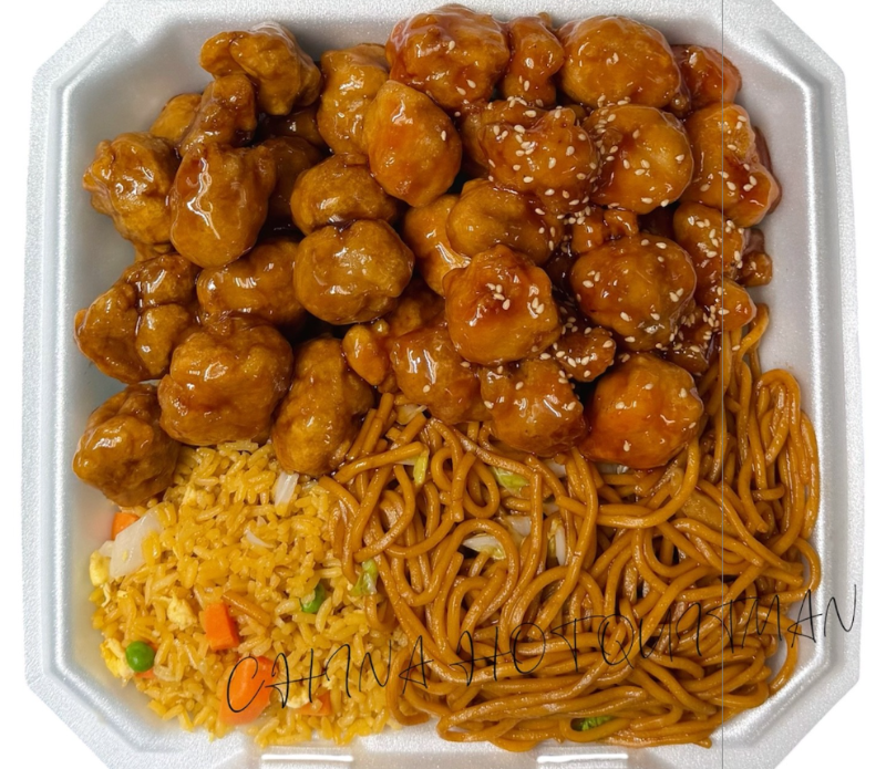 Big Plate Special Boneless Teriyaki Chicken + Sesame Chicken + Lo Mein + Fried Rice