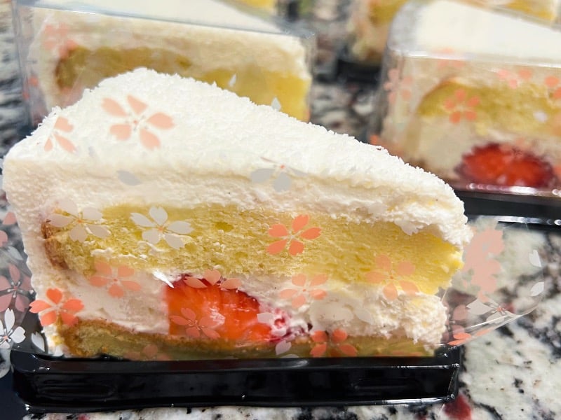 Strawberry Chiffon Cake Slice