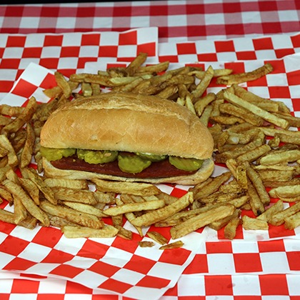 8" Hot Dog and Fries Image