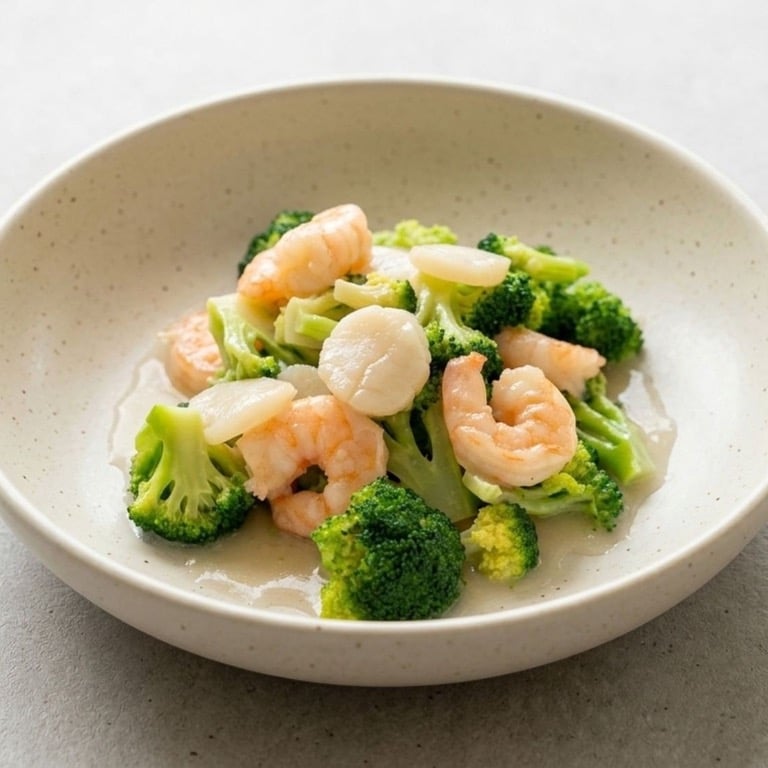 S16. 芥蓝干贝虾 Shrimp & Scallops w. Broccoli