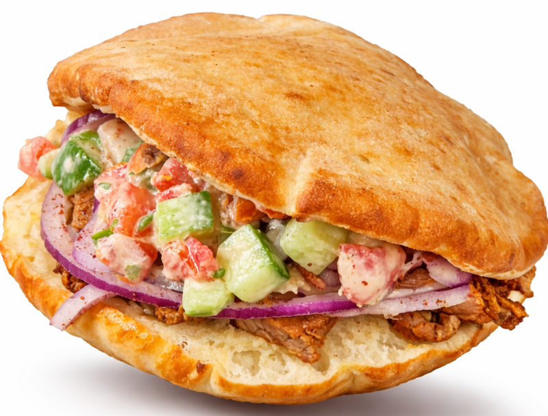 beef Tri-tip shawarma stuffed pita