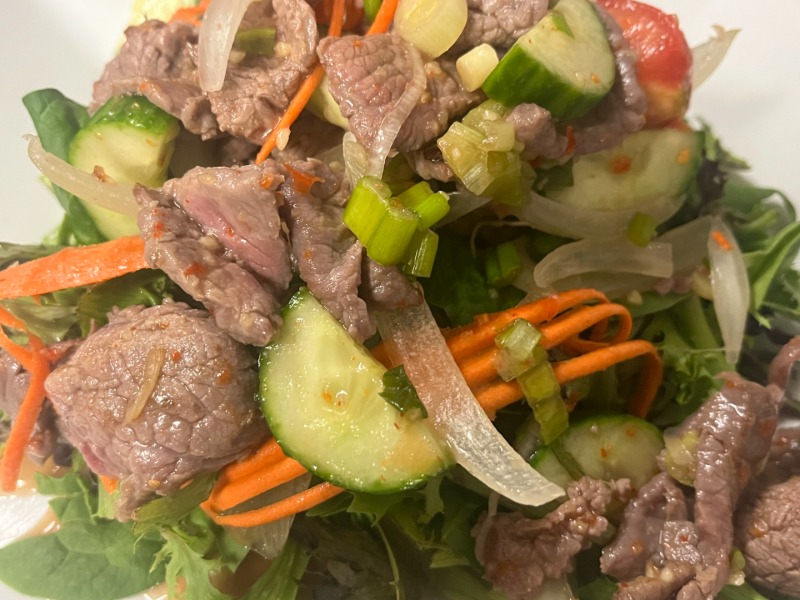 Beef Salad and Sticky Rice Salad