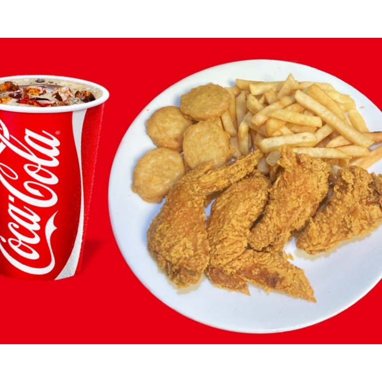 Combo (01) 4pc Wings & 4pc Nuggets & Fries& Drink 4个鸡翅和四个鸡块跟薯条饮料