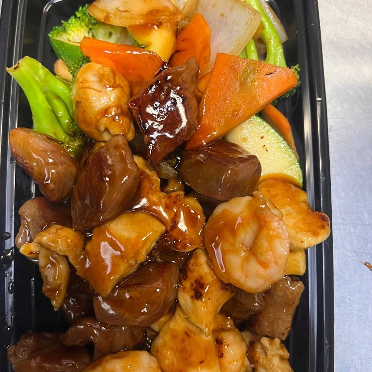 Hibachi Chicken, Steak and Shrimp