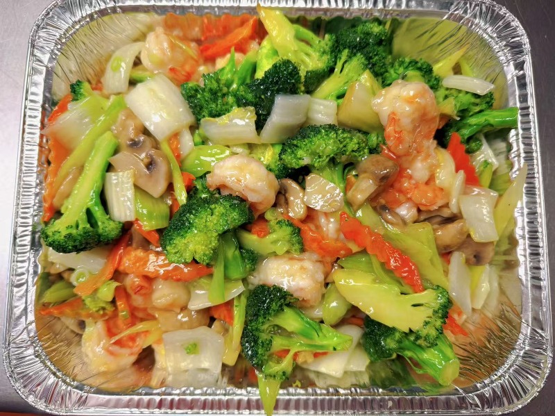 (Half Tray) White sauce Shrimp w.Mixed Vegetables