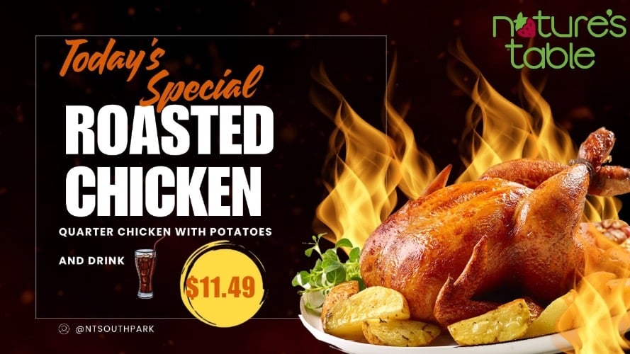TODAY’S SPECIAL: Rotisserie Chicken with Potatoes + Drink