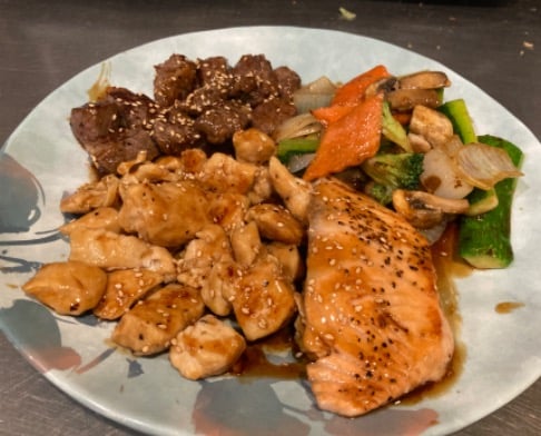 Hibachi Chicken & Steak & Salmon