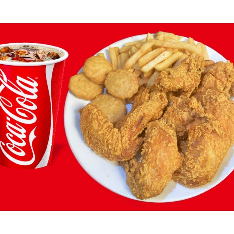 Combo (02) 8pc Wings & 4pc Nuggets & Fries&Drink 8个鸡翅和4个鸡块跟薯条饮料