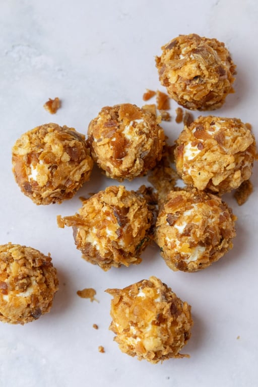 Boules de chèvre bacon et oignons frits