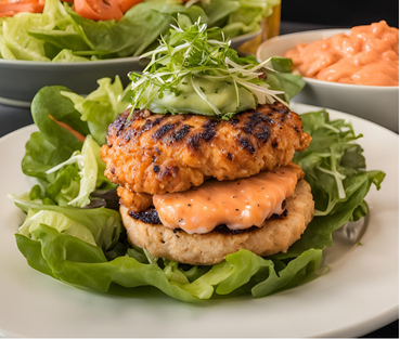 Bang Bang  Salmon Patty over Salad