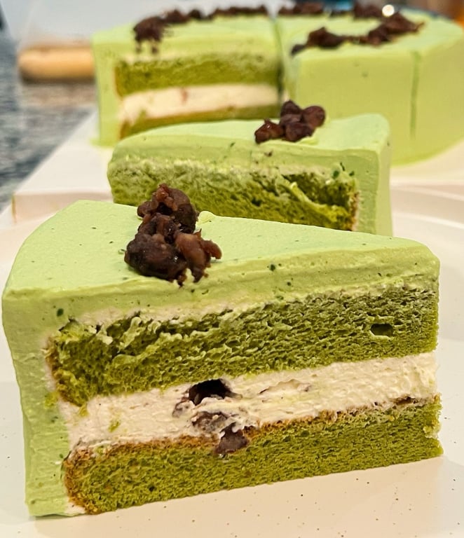 Matcha Chiffon Cake Slice