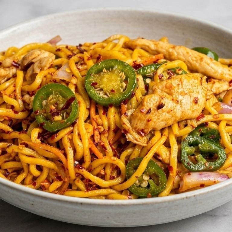 M3.墨西哥椒鸡捞面 Jalapeno Chicken Lo Mein
