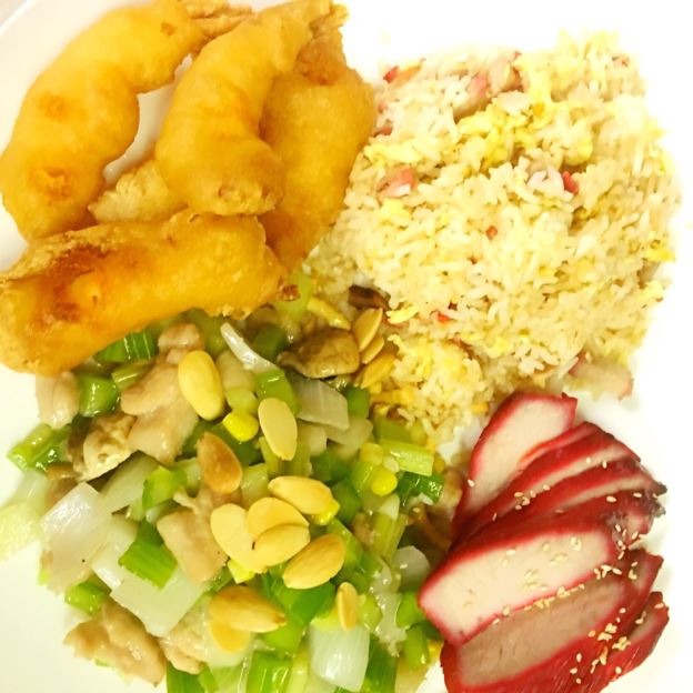 #C. Chicken Subgum Chow Mein <br>Pork Fried Rice <br>Fried Shrimp <br>BBQ Pork