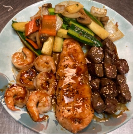 Hibachi Steak & Shrimp & Salmon