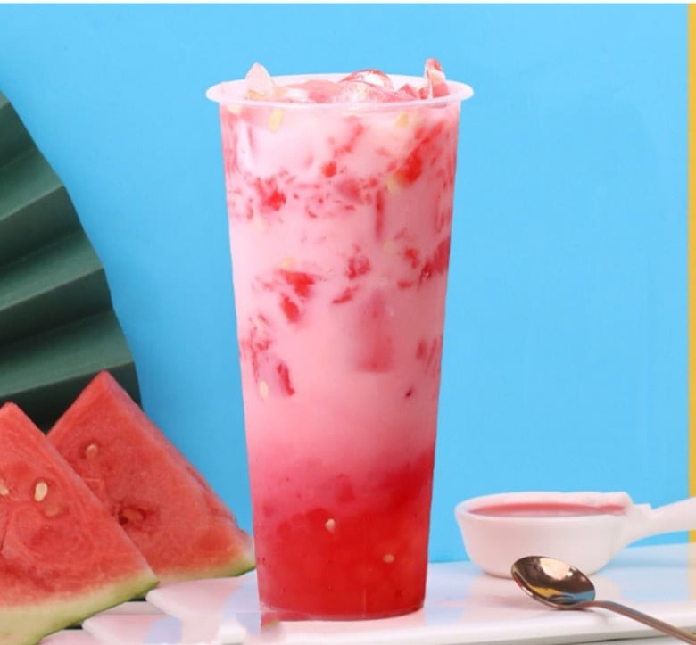 Watermelon Yakult with Crystal Boba