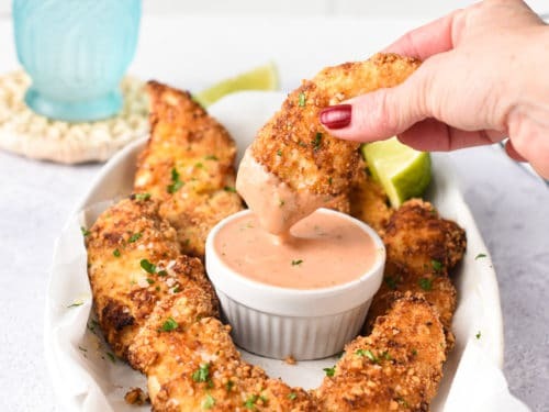 Chicken Fingers (with Homemade Spicy Mayo sauce) (Serves 5-7)