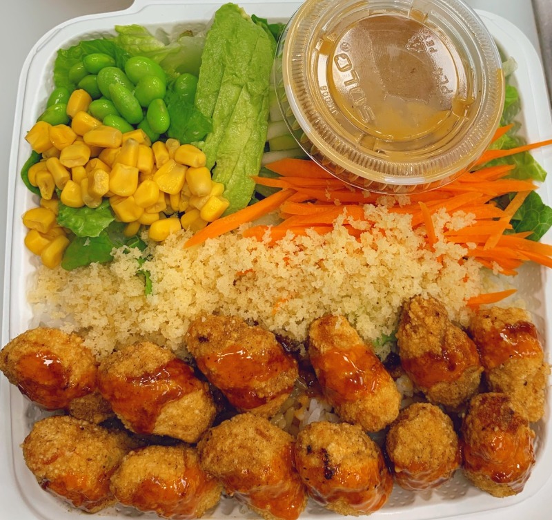 4. Popcorn Chicken Rice Bowl