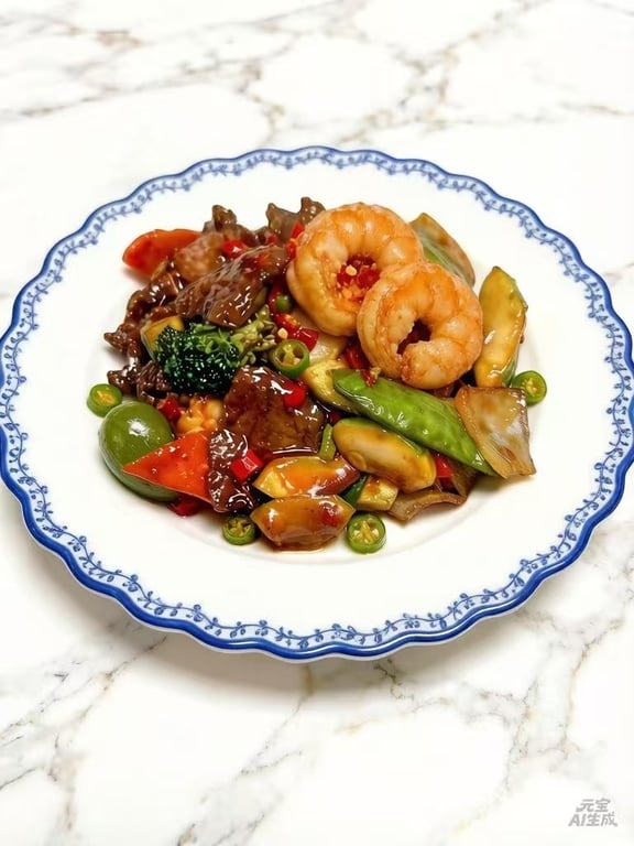 C25. Hunan Shrimp and Beef
