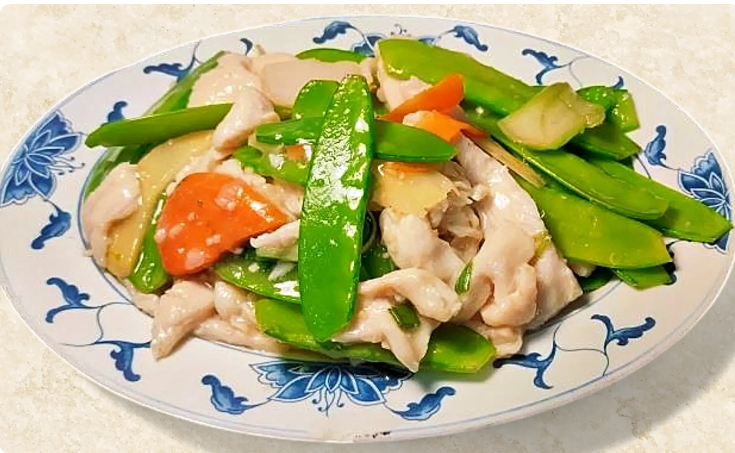 6. 雪豆鸡 Chicken with Pea Pods