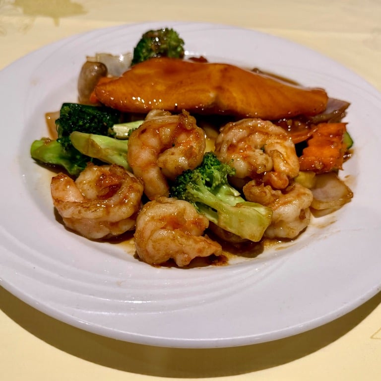 E. Hibachi Shrimp & Salmon