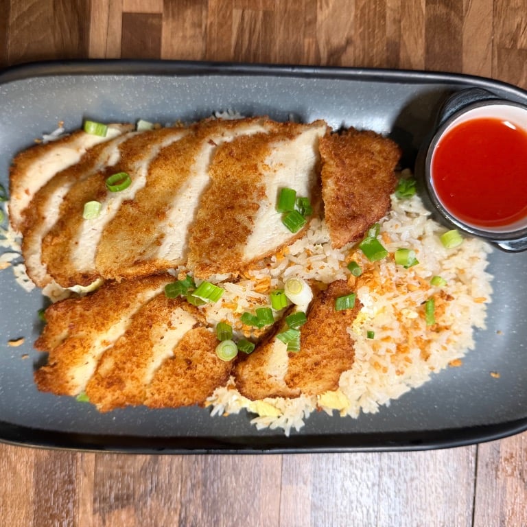 H. Garlic Fried Rice with Fried Chicken